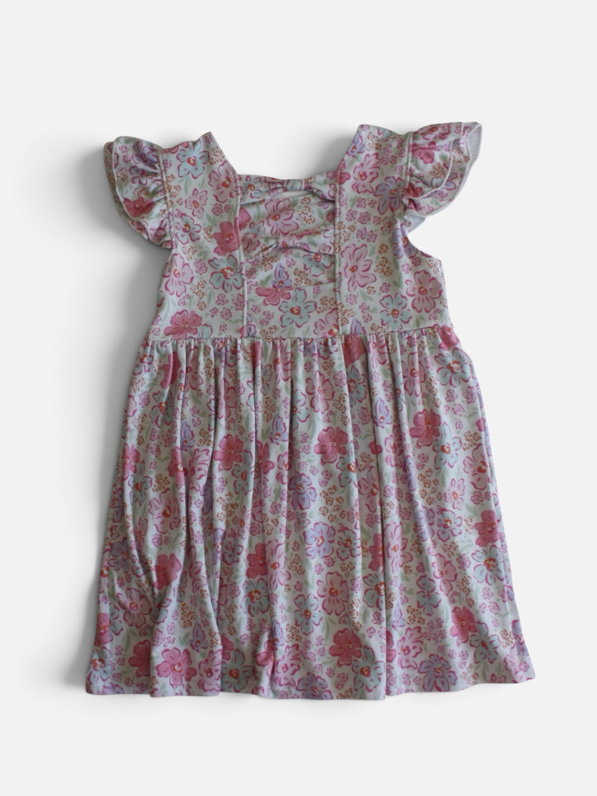 Pink Blossoms & Periwinkle Bamboo Dottie Twirl Dress