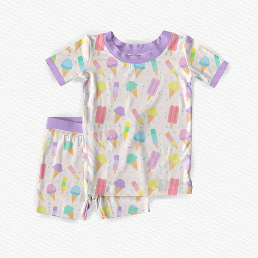 Sprinkles and Scoops Bamboo Short Sleeve Pajama Shorts Set
