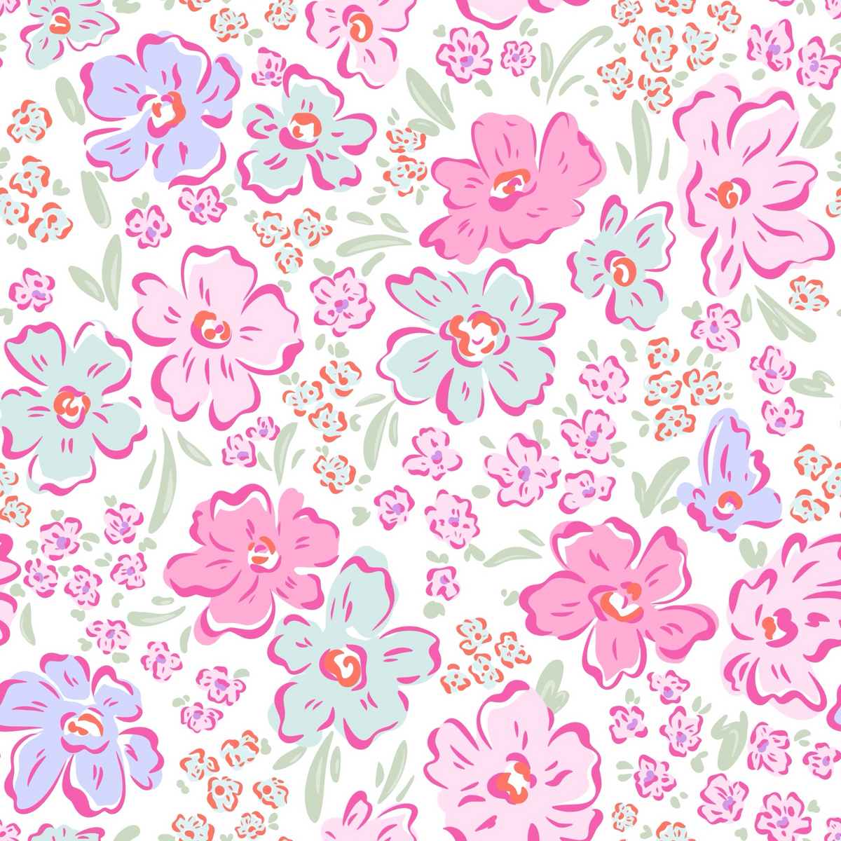 Pink Blossoms & Periwinkle Bamboo Convertible Romper