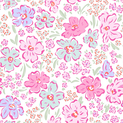 Pink Blossoms & Periwinkle Bamboo Convertible Romper